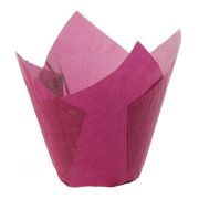 Капсула бумажная круглая Тюльпан 50мм*80мм (цвет темно розовый ) (10бл*180шт) 1/1800шт